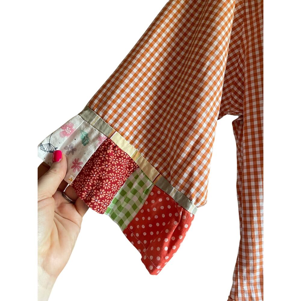 Handmade Gingham Ruffle Top Colorful Whimsy Size Large - Picture 5 of 8